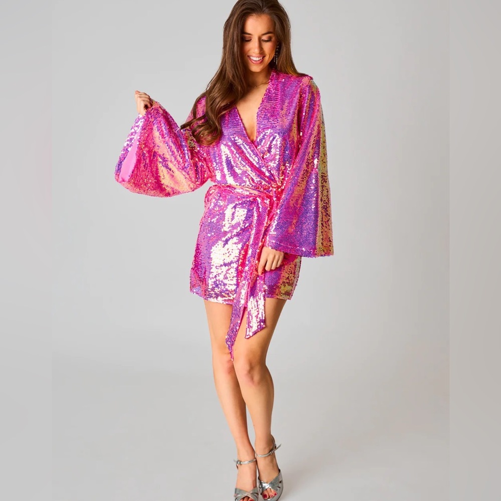 BuddyLove LYNLEE SEQUIN WRAP DRESS - TAFFY